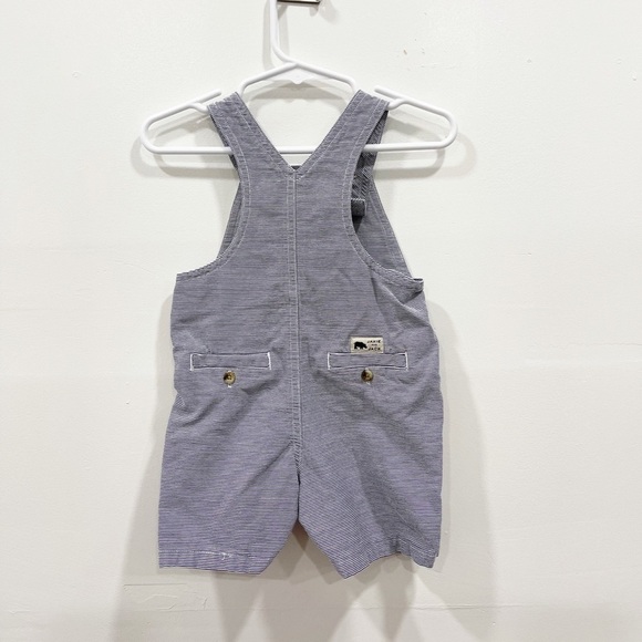 Janie And Jack Stripe Cotton Overall Shortalls Size 3-6 month - Picture 2 of 6